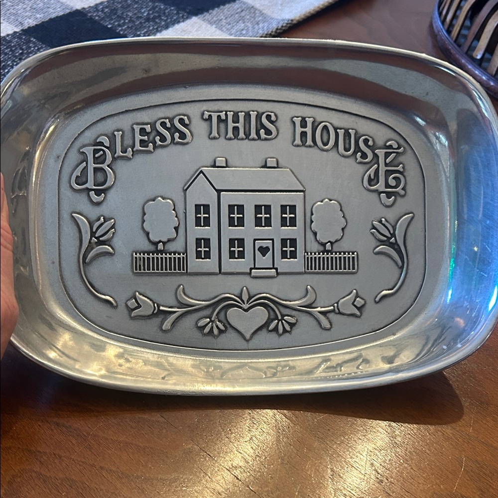 Wilton Armetale Silver Bless This House Tray